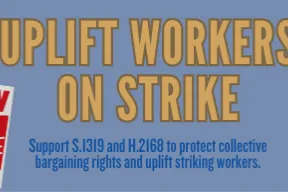 Uplift workers on strike by supporting unemployment benefits for striking workers