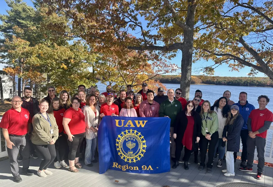 UAW President Shawn Fain meeting with Local 3999 members