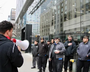 Local 259 rally outside Mercedes Manhattan
