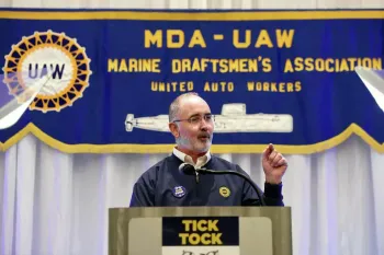 UAW President Shawn Fain speaking at MDA-UAW rally in Groton