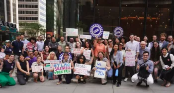 ALAA members at practice picket for 2025 sectoral bargaining